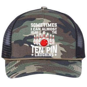 Hear The Ten Pin Laughing Fun Bowling Player Bowler Graphic Funny Gift Retro Rope Trucker Hat Cap