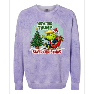 How The Trump Saved Christmas Funny Trump Christmas 2024 Colorblast Crewneck Sweatshirt