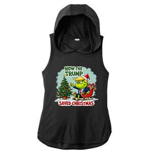 How The Trump Saved Christmas Funny Trump Christmas 2024 Ladies PosiCharge Tri-Blend Wicking Draft Hoodie Tank