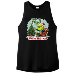 How The Trump Saved Christmas Funny Trump Christmas 2024 Ladies PosiCharge Tri-Blend Wicking Tank