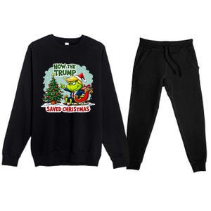 How The Trump Saved Christmas Funny Trump Christmas 2024 Premium Crewneck Sweatsuit Set