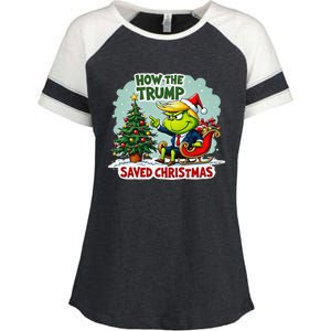 How The Trump Saved Christmas Funny Trump Christmas 2024 Enza Ladies Jersey Colorblock Tee