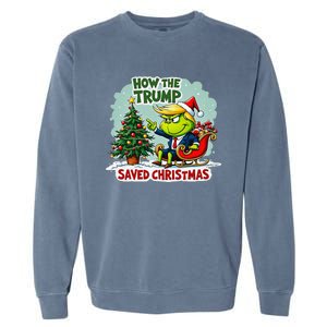 How The Trump Saved Christmas Funny Trump Christmas 2024 Garment-Dyed Sweatshirt