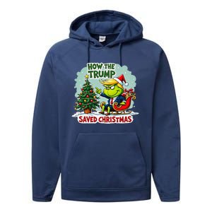 How The Trump Saved Christmas Funny Trump Christmas 2024 Performance Fleece Hoodie