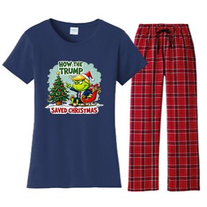 How The Trump Saved Christmas Funny Trump Christmas 2024 Women's Flannel Pajama Set