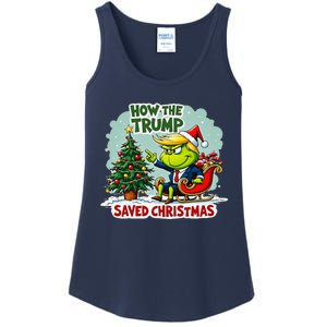 How The Trump Saved Christmas Funny Trump Christmas 2024 Ladies Essential Tank