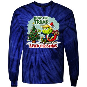 How The Trump Saved Christmas Funny Trump Christmas 2024 Tie-Dye Long Sleeve Shirt