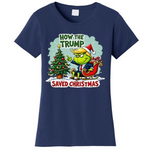 How The Trump Saved Christmas Funny Trump Christmas 2024 Women's T-Shirt