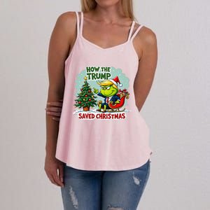 How The Trump Saved Christmas Funny Trump Christmas 2024 Women's Strappy Tank