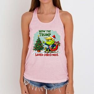 How The Trump Saved Christmas Funny Trump Christmas 2024 Women's Knotted Racerback Tank