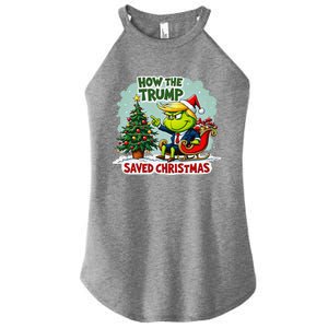 How The Trump Saved Christmas Funny Trump Christmas 2024 Women's Perfect Tri Rocker Tank