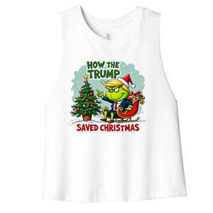 How The Trump Saved Christmas Funny Trump Christmas 2024 Women's Racerback Cropped Tank