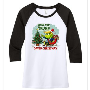 How The Trump Saved Christmas Funny Trump Christmas 2024 Women's Tri-Blend 3/4-Sleeve Raglan Shirt