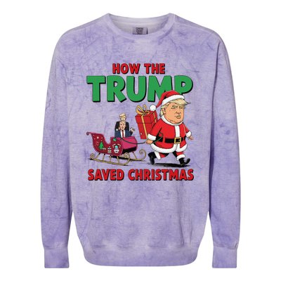 How The Trump Saved Christmas Funny Trump Christmas 2024 Colorblast Crewneck Sweatshirt