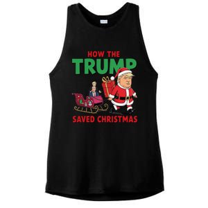 How The Trump Saved Christmas Funny Trump Christmas 2024 Ladies PosiCharge Tri-Blend Wicking Tank