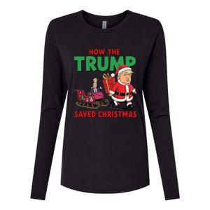 How The Trump Saved Christmas Funny Trump Christmas 2024 Womens Cotton Relaxed Long Sleeve T-Shirt