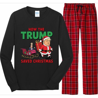 How The Trump Saved Christmas Funny Trump Christmas 2024 Long Sleeve Pajama Set