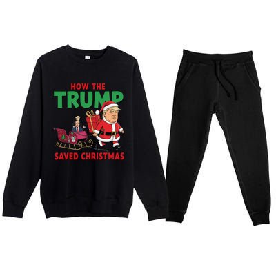 How The Trump Saved Christmas Funny Trump Christmas 2024 Premium Crewneck Sweatsuit Set