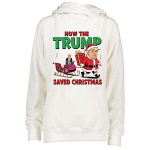 How The Trump Saved Christmas Funny Trump Christmas 2024 Womens Funnel Neck Pullover Hood