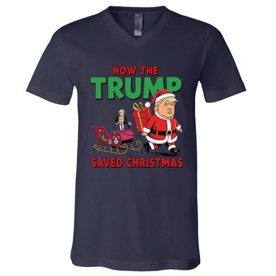 How The Trump Saved Christmas Funny Trump Christmas 2024 V-Neck T-Shirt