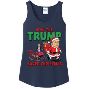 How The Trump Saved Christmas Funny Trump Christmas 2024 Ladies Essential Tank