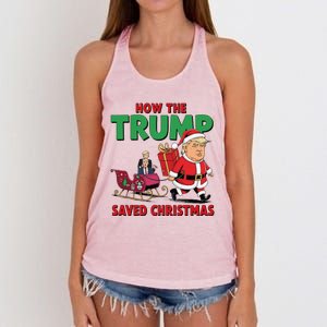 How The Trump Saved Christmas Funny Trump Christmas 2024 Women's Knotted Racerback Tank