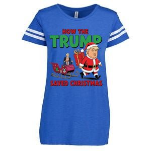 How The Trump Saved Christmas Funny Trump Christmas 2024 Enza Ladies Jersey Football T-Shirt