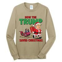 How The Trump Saved Christmas Funny Trump Christmas 2024 Tall Long Sleeve T-Shirt