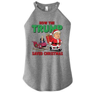 How The Trump Saved Christmas Funny Trump Christmas 2024 Women's Perfect Tri Rocker Tank