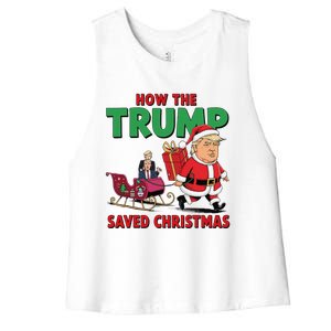 How The Trump Saved Christmas Funny Trump Christmas 2024 Women's Racerback Cropped Tank