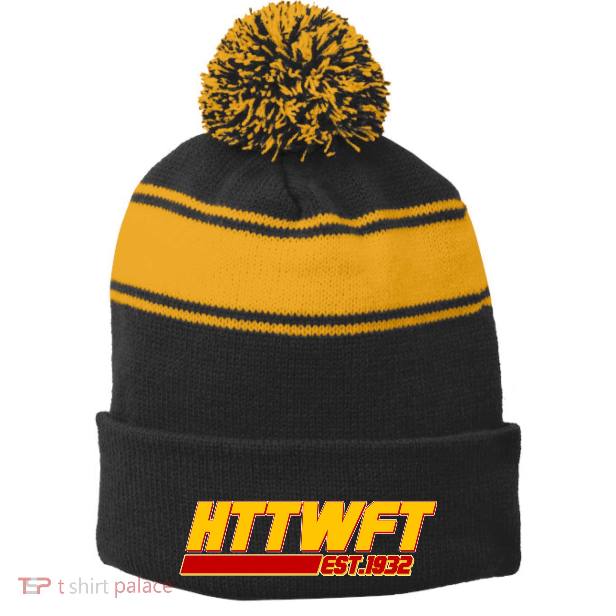 HTTWFT Hail To The Washington Football Team Est 1932 Stripe Pom Pom Beanie
