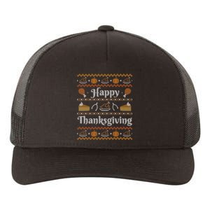 Happy Thanksgiving Ugly Sweater Style Happy Holiday Funny Yupoong Adult 5-Panel Trucker Hat