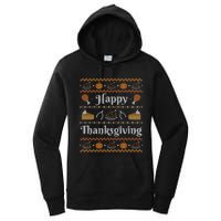 Happy Thanksgiving Ugly Sweater Style Happy Holiday Funny Women's Pullover Hoodie