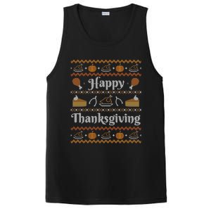 Happy Thanksgiving Ugly Sweater Style Happy Holiday Funny PosiCharge Competitor Tank