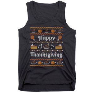 Happy Thanksgiving Ugly Sweater Style Happy Holiday Funny Tank Top