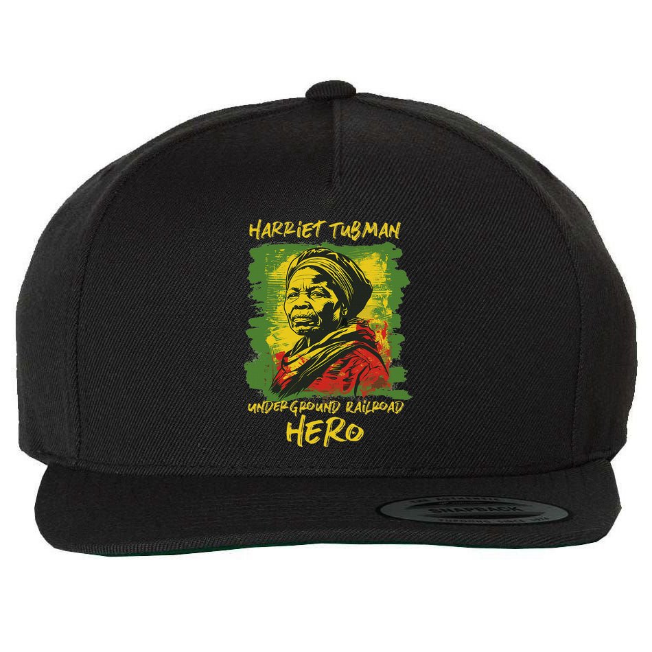 Harriet Tubman Underground Railroad Hero Black History Wool Snapback Cap
