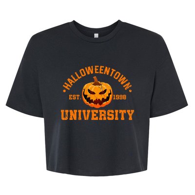 Halloween T.O.W.N. University Est 1998 Pumpkin Bella+Canvas Jersey Crop Tee