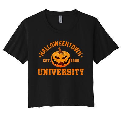 Halloween T.O.W.N. University Est 1998 Pumpkin Women's Crop Top Tee