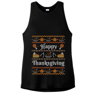 Happy Thanksgiving Ugly Style Happy Holiday Funny Gift Ladies PosiCharge Tri-Blend Wicking Tank