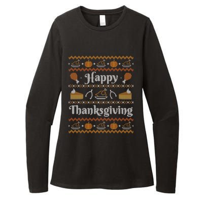 Happy Thanksgiving Ugly Style Happy Holiday Funny Gift Womens CVC Long Sleeve Shirt