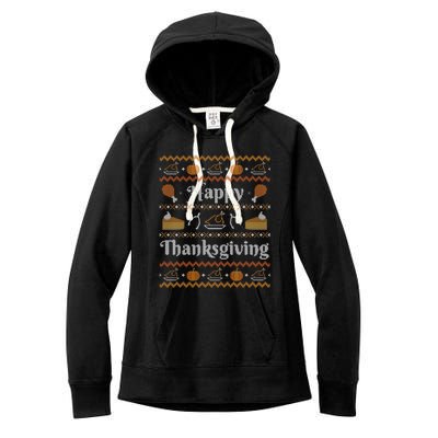 Happy Thanksgiving Ugly Style Happy Holiday Funny Gift Women's Fleece Hoodie