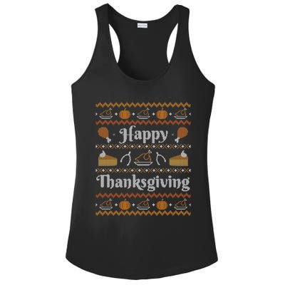 Happy Thanksgiving Ugly Style Happy Holiday Funny Gift Ladies PosiCharge Competitor Racerback Tank