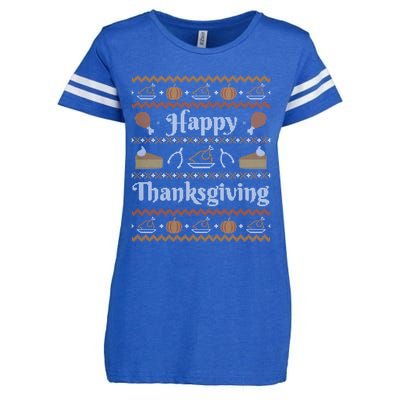 Happy Thanksgiving Ugly Style Happy Holiday Funny Gift Enza Ladies Jersey Football T-Shirt