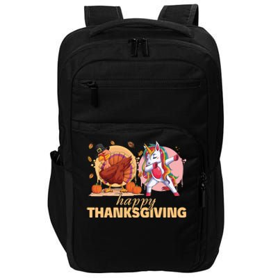 Happy Thanksgiving Unicorn Turkey Dabbing Funny Cute Gift Impact Tech Backpack