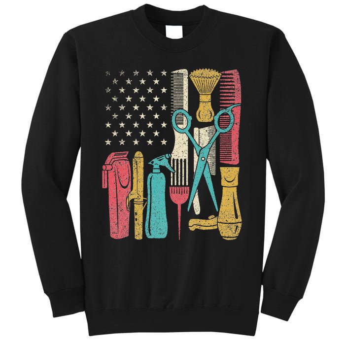 Hairstylist Tools Usa Flag Haircutter Barber Hairdresser Sweatshirt