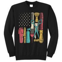 Hairstylist Tools Usa Flag Haircutter Barber Hairdresser Tall Sweatshirt