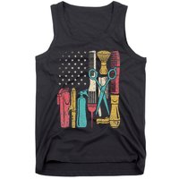 Hairstylist Tools Usa Flag Haircutter Barber Hairdresser Tank Top