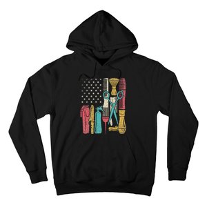 Hairstylist Tools Usa Flag Haircutter Barber Hairdresser Hoodie