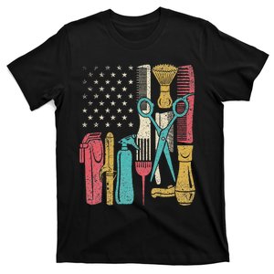 Hairstylist Tools Usa Flag Haircutter Barber Hairdresser T-Shirt