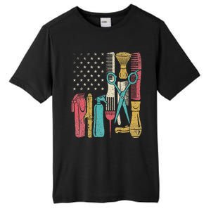 Hairstylist Tools Usa Flag Haircutter Barber Hairdresser Tall Fusion ChromaSoft Performance T-Shirt